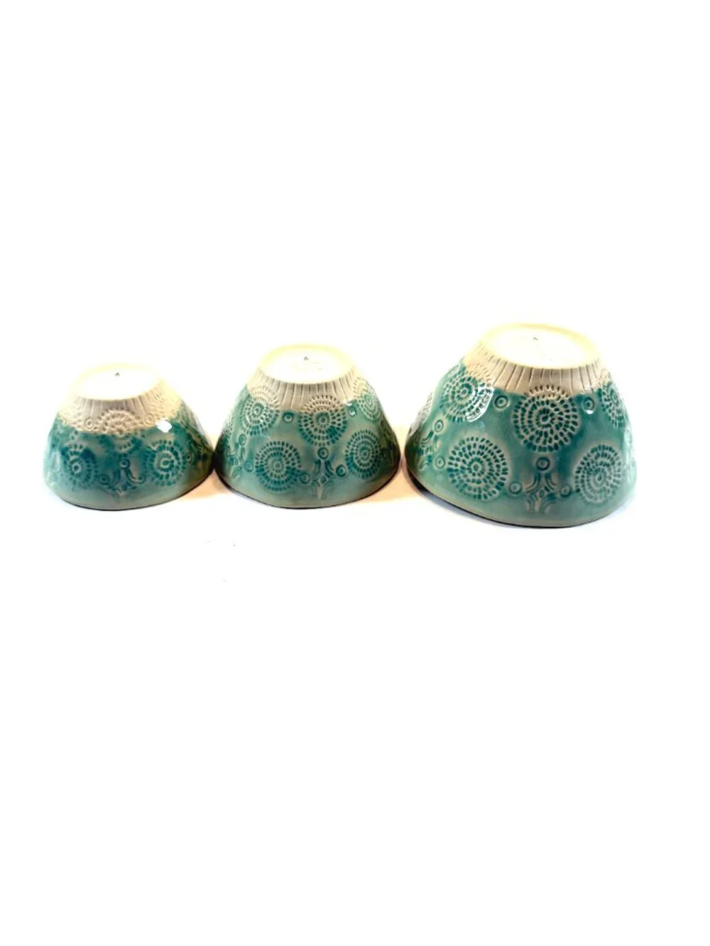 Anthropologie Old Havana Nesting Prep Bowls Set of 3 Mint Turquoise Portugal